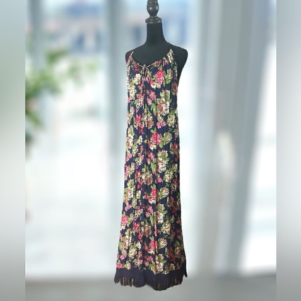 ANTHROPOLOGIE EASEL BOHO Western Festival floral print fringe maxi dress Size M - Picture 3 of 16